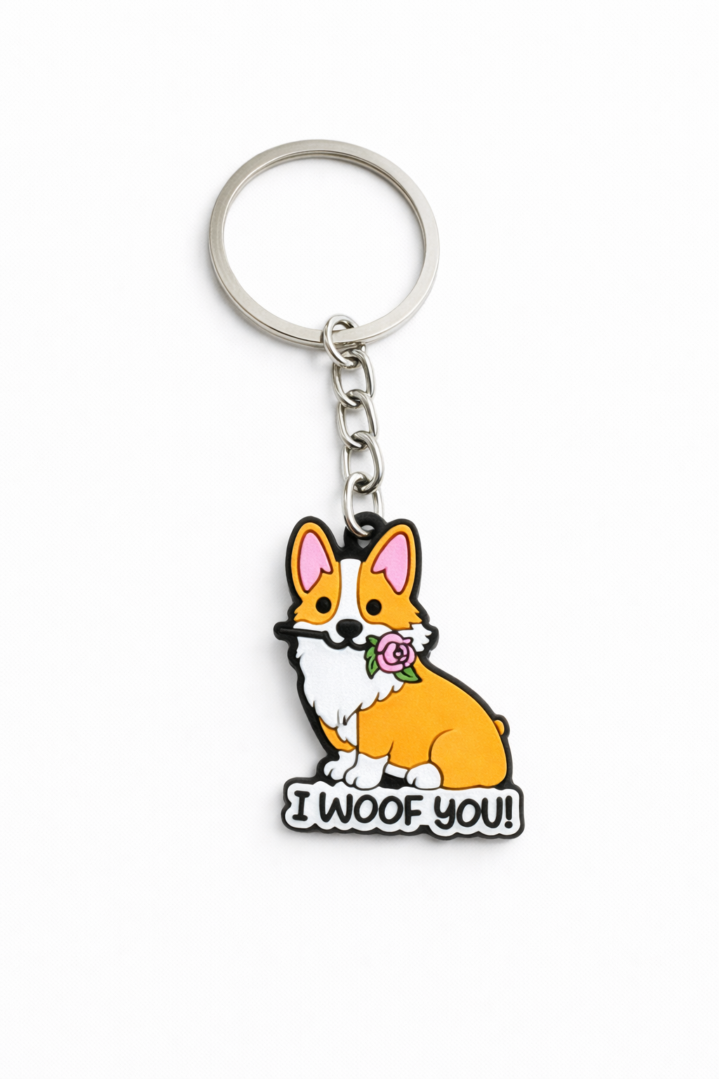 Guminis raktų pakabukas „I Woof You“