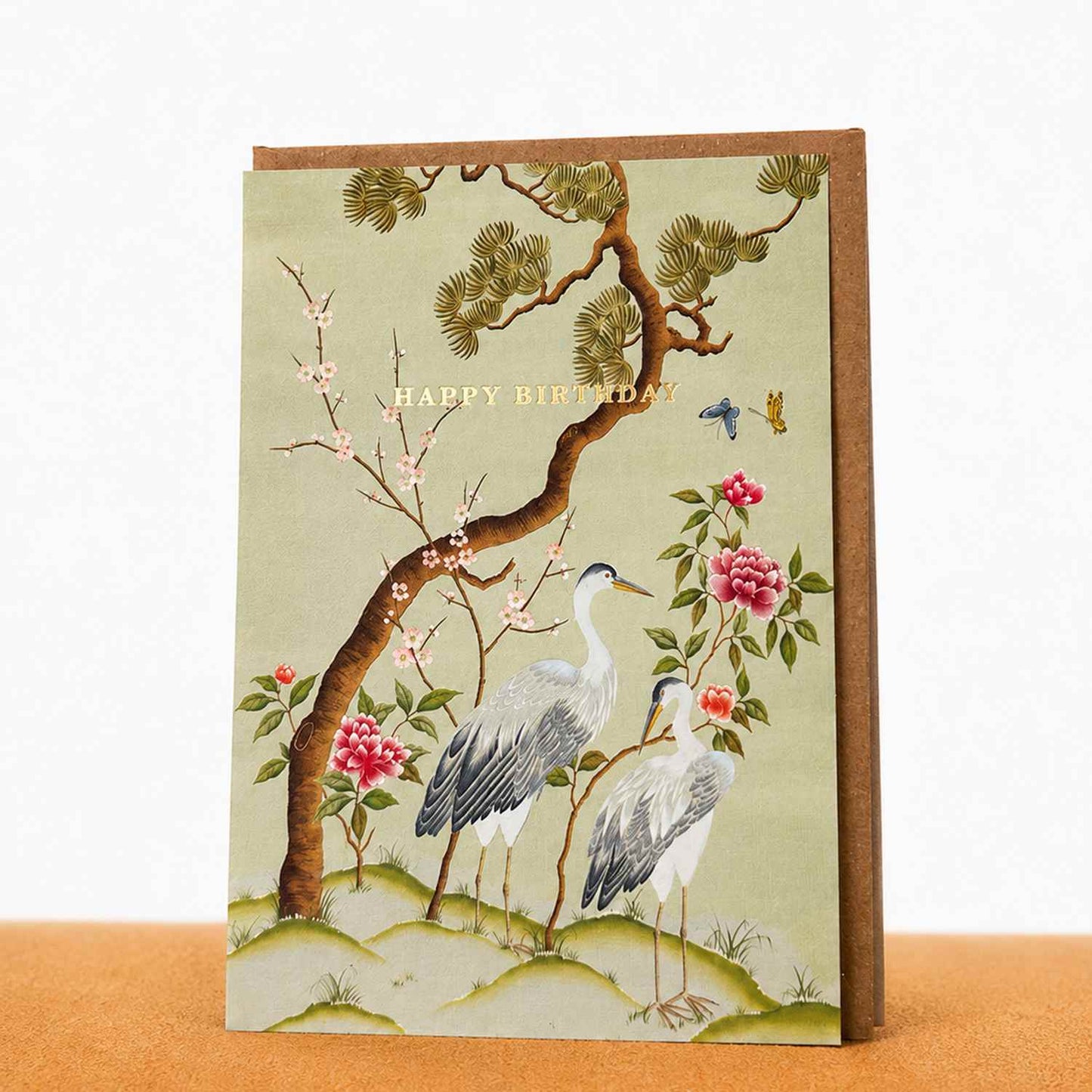 Chinoiserie atvirukas su gervėmis