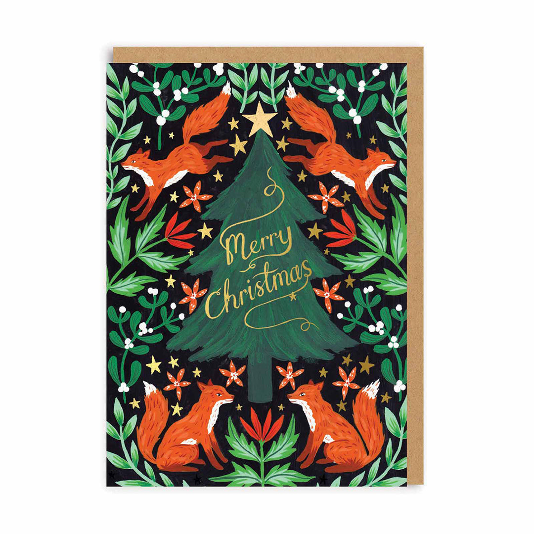 Kalėdinis atvirukas „Fox Christmas Tree“