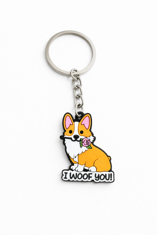 Guminis raktų pakabukas „I Woof You“