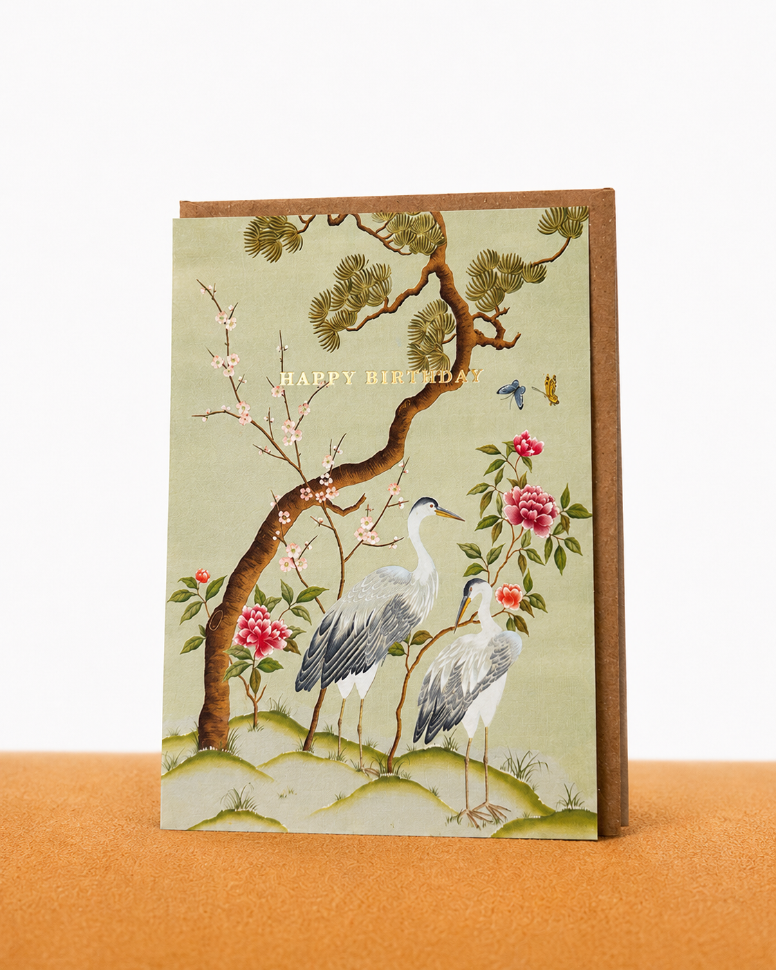 Chinoiserie atvirukas su gervėmis